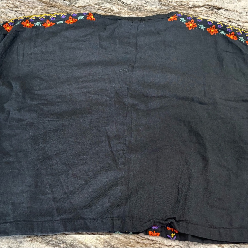 NATURAL LIFE Black Embroidered Floral Boho Blouse with Purple & Orange Accents - Picture 5 of 6